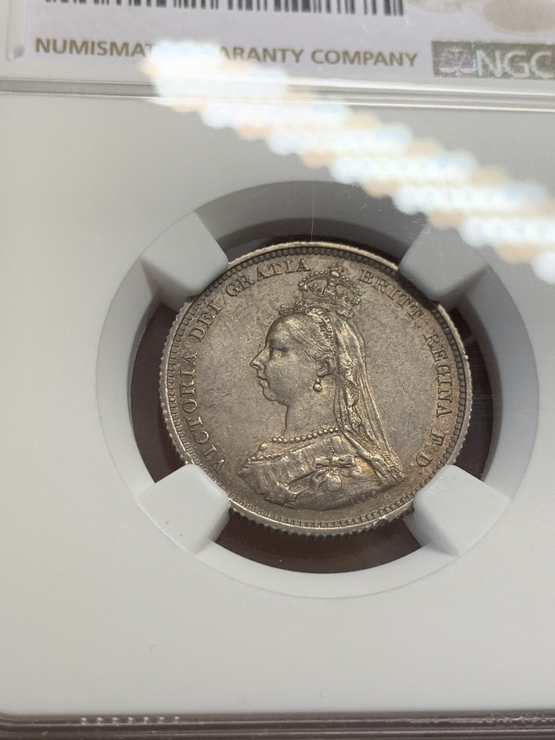 《竞宝斋》第131场-周日，周一连拍 (全场包邮) NGC MS 62 1887年英国维多利亚高冠1先令