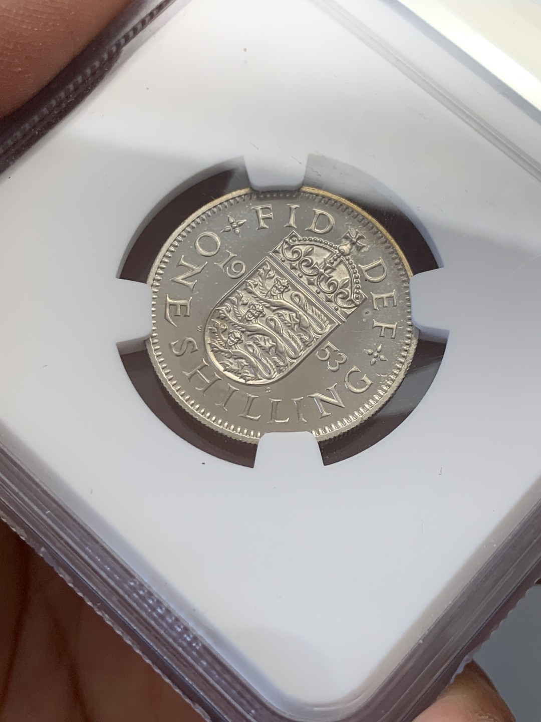 《竞宝斋》第131场-周日，周一连拍 (全场包邮) NGC PF66CA 1953年英国伊丽莎白二世首年精制1先令（SCOTTISH),高分加CAM SBP拍卖66分带CAM 1先令已过千