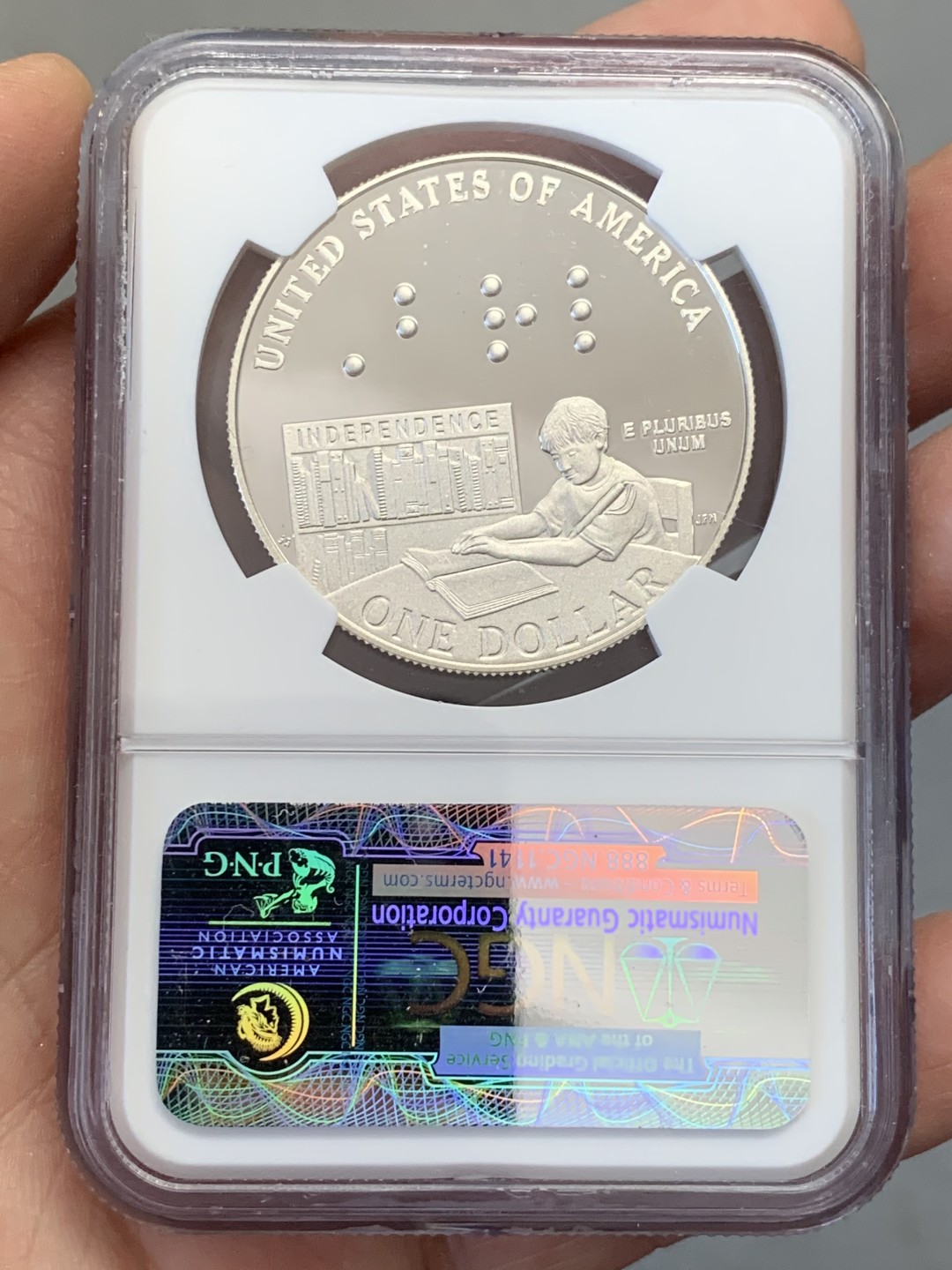 《竞宝斋》第131场-周日，周一连拍 (全场包邮) NGC-PF69 UC 美国 2009年 路易斯·布莱叶二百周年纪念 精制大银币 900银 26.73克 高分好状态