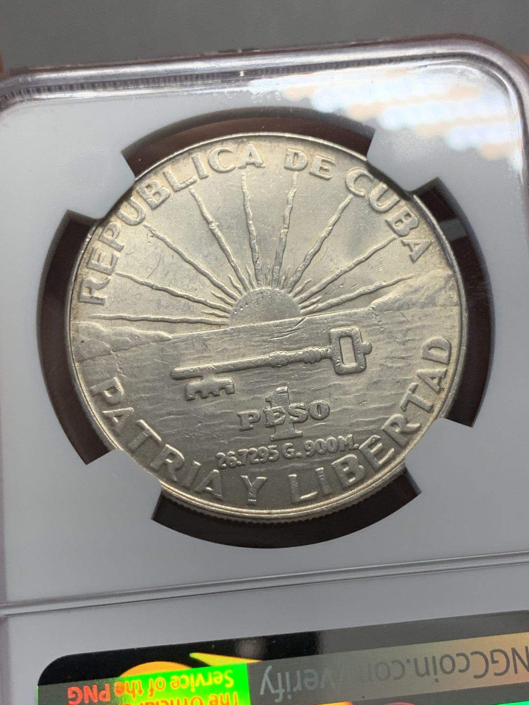 《竞宝斋》第131场-周日，周一连拍 (全场包邮) NGC-UNC 古巴1953年 马丁1比索 原光好品大银币 