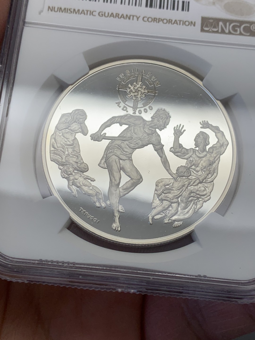 《竞宝斋》第131场-周日，周一连拍 (全场包邮) NGC-PF69 安道尔1999年 婴孩殉道 10第纳尔精制大银币 