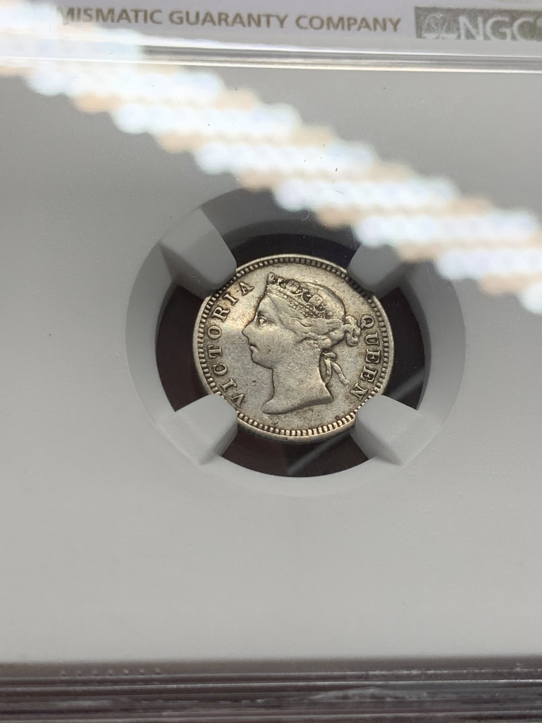 《竞宝斋》第131场-周日，周一连拍 (全场包邮) NGC-VF 海峡1888年 维多利亚女王 5分银币 稀少年份