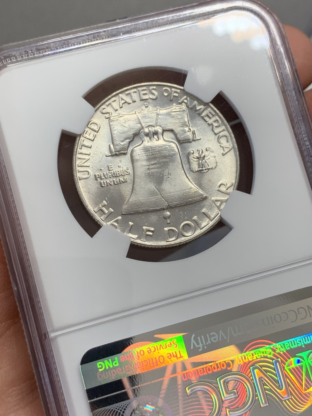 《竞宝斋》第131场-周日，周一连拍 (全场包邮) NGC MS62 美国 1958年 富兰克林半美银币