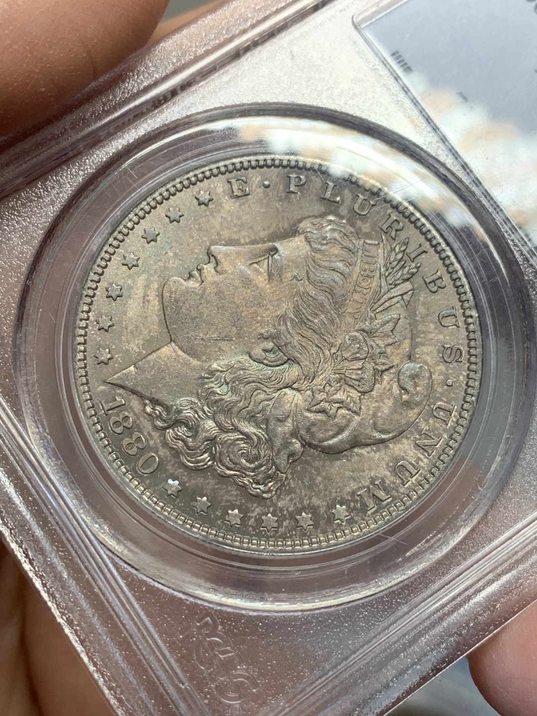 《竞宝斋》第131场-周日，周一连拍 (全场包邮) PCGS-MS63 美国1880年 摩根银币 光度好 包浆也好