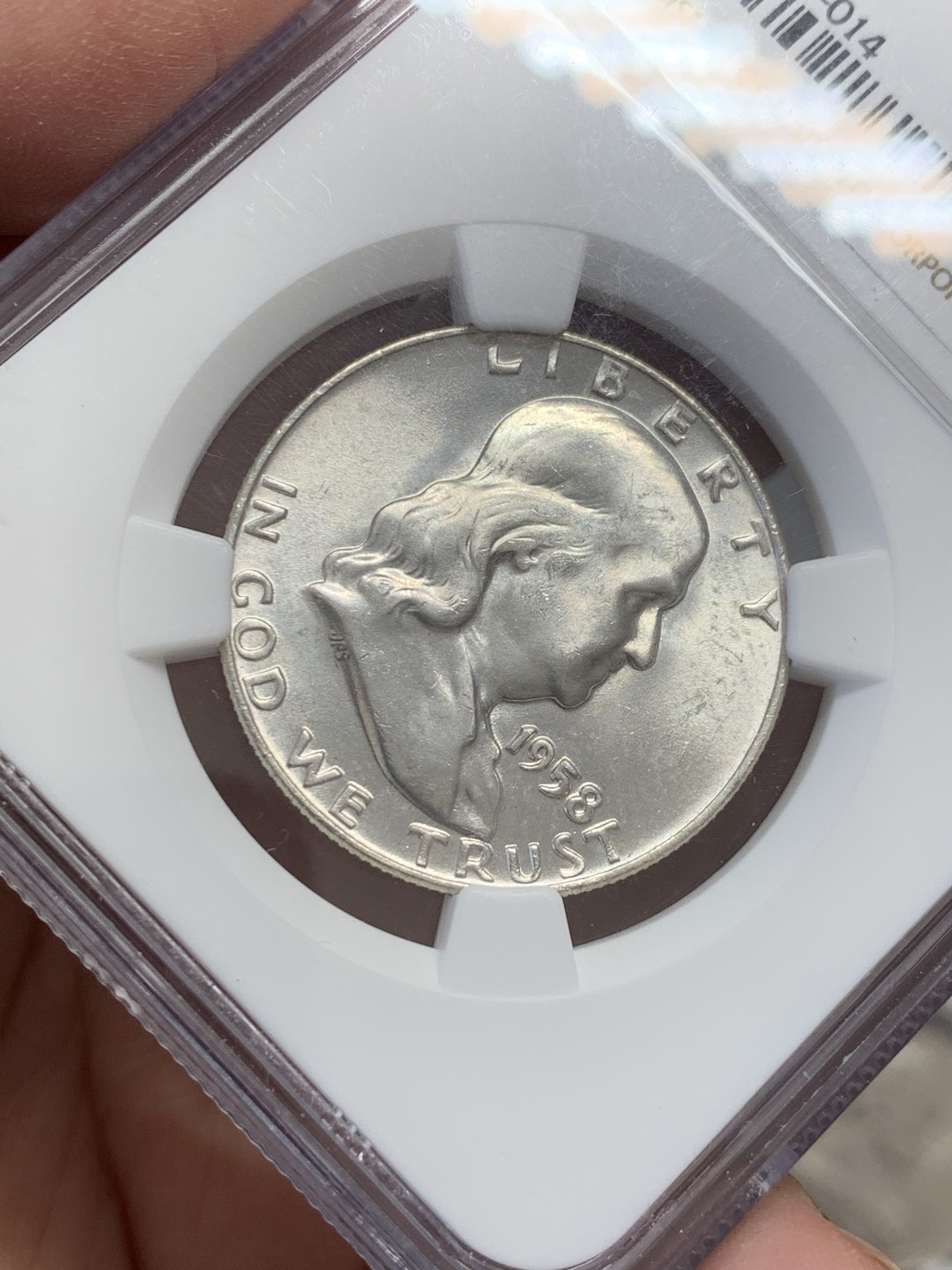 《竞宝斋》第131场-周日，周一连拍 (全场包邮) NGC MS62 美国 1958年 富兰克林半美银币