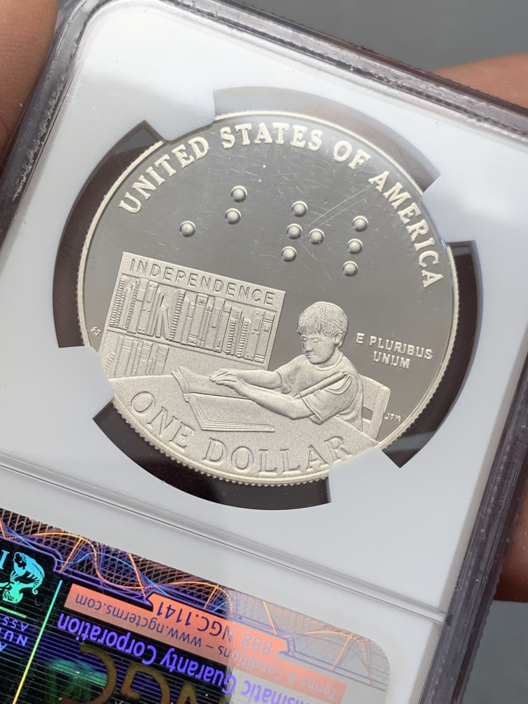 《竞宝斋》第131场-周日，周一连拍 (全场包邮) NGC-PF69 UC 美国 2009年 路易斯·布莱叶二百周年纪念 精制大银币 900银 26.73克 高分好状态