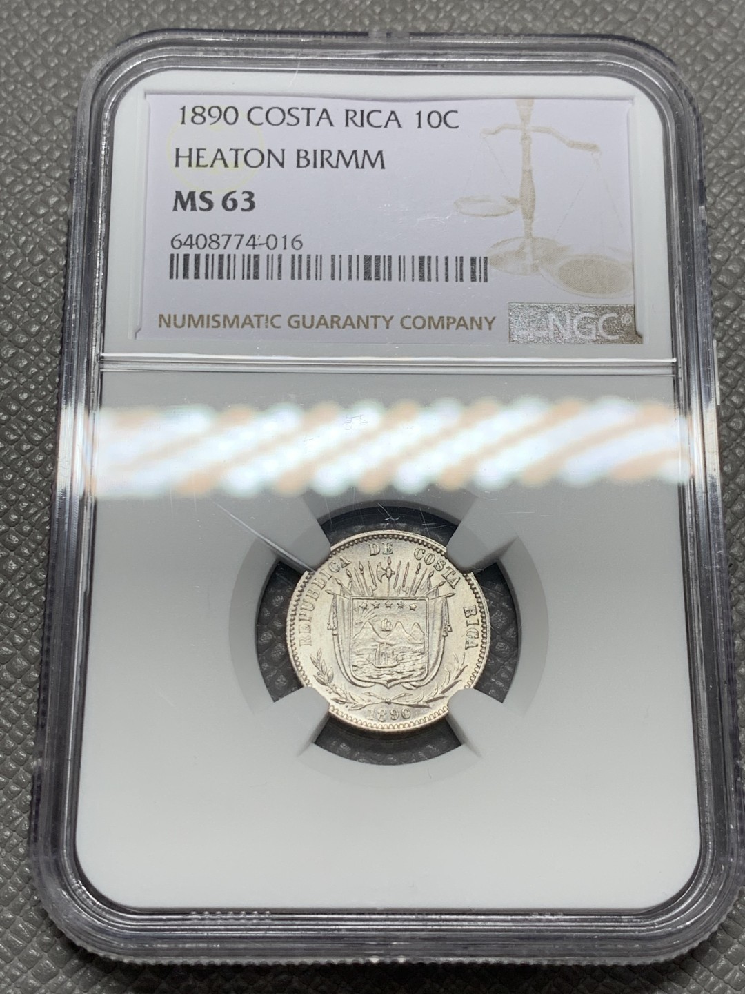 《竞宝斋》第131场-周日，周一连拍 (全场包邮) NGC-MS63 哥斯达黎加1890年 伯明翰造币厂 10分银币 中美洲暴涨系列 顶级品相