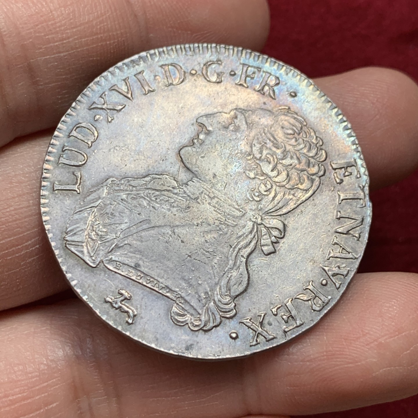 《竞宝斋》第131场-周日，周一连拍 (全场包邮) 1787年 法国路易十六1埃居银币，无减重痕 包浆漂亮 细节极好