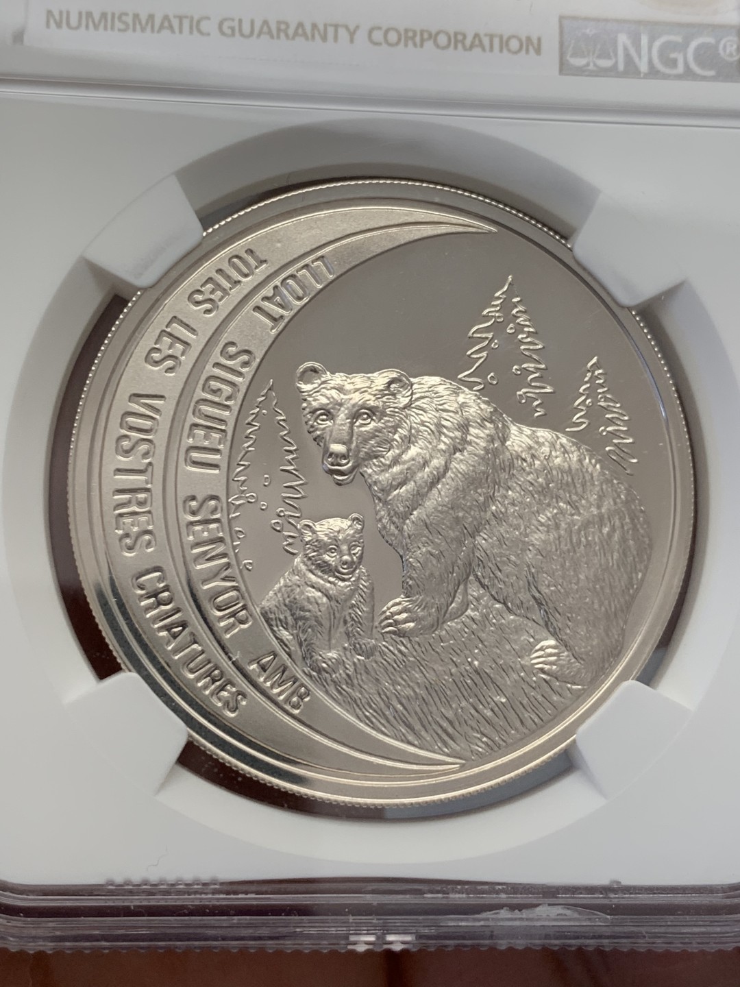 《竞宝斋》第131场-周日，周一连拍 (全场包邮) 冠军分 NGC-PF68 安道尔1992年 保护动物系列 灰熊10第纳尔精制大银币 