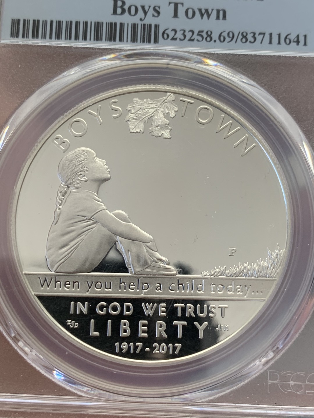 《竞宝斋》第131场-周日，周一连拍 (全场包邮) PCGS-PR69DCAM 美国 2017年 男孩城百年纪念 精制大银币 900银 26.73克 高分好状态