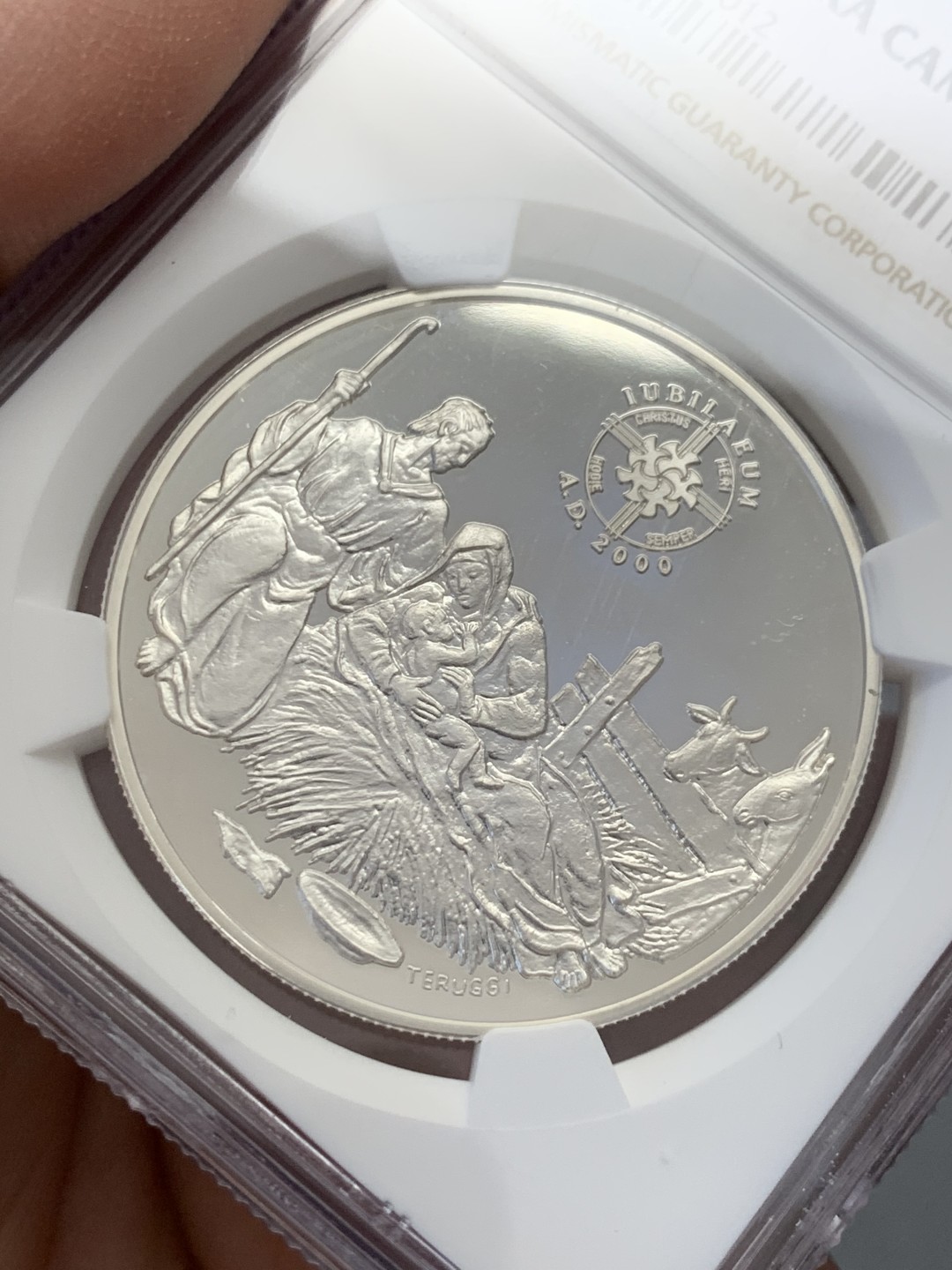 《竞宝斋》第131场-周日，周一连拍 (全场包邮) NGC-PF68 安道尔1999年 耶稣降生 10第纳尔精制大银币