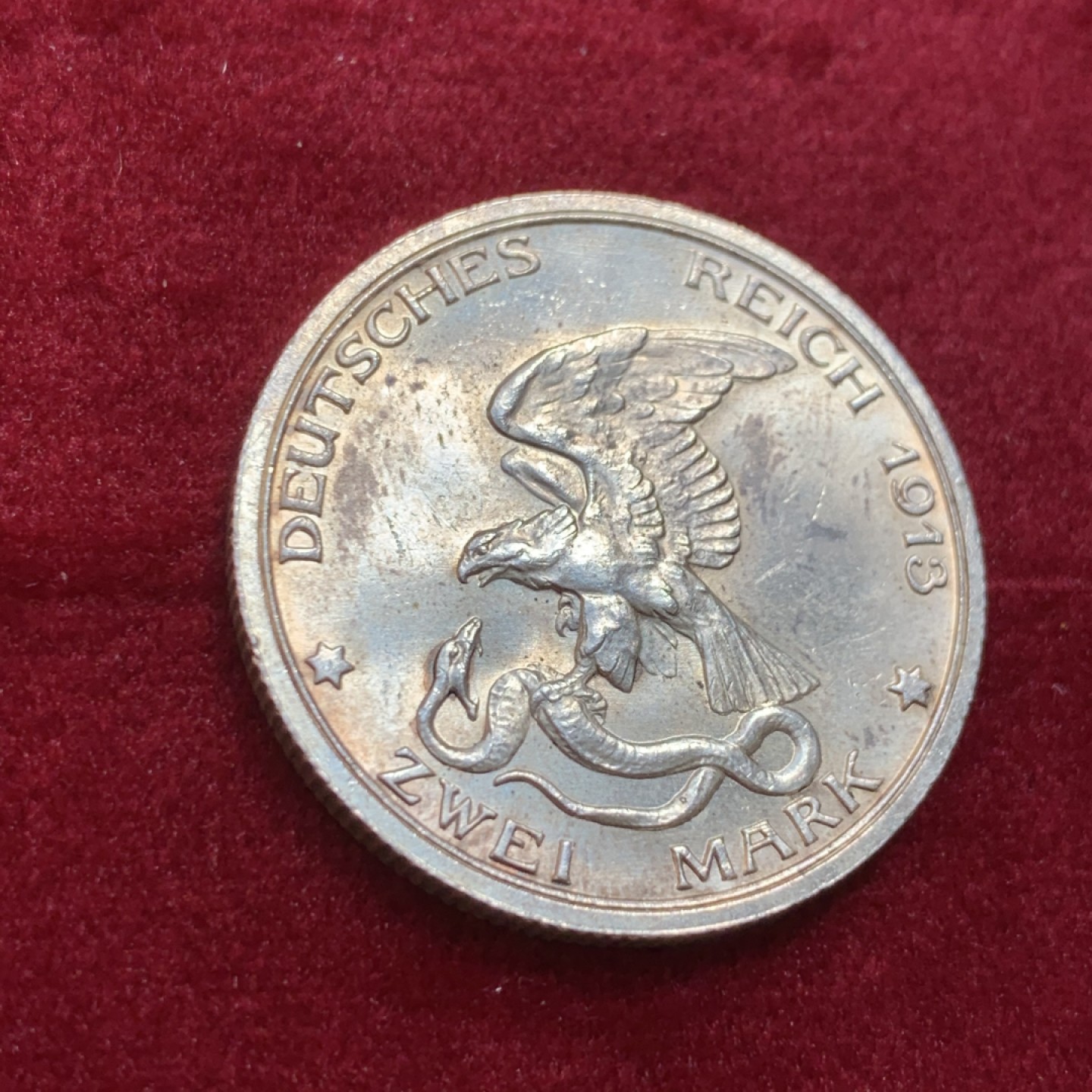 《竞宝斋》第131场-周日，周一连拍 (全场包邮) 德国普鲁士 1913年 战胜拿破仑 2马克 银币 很不错的状态