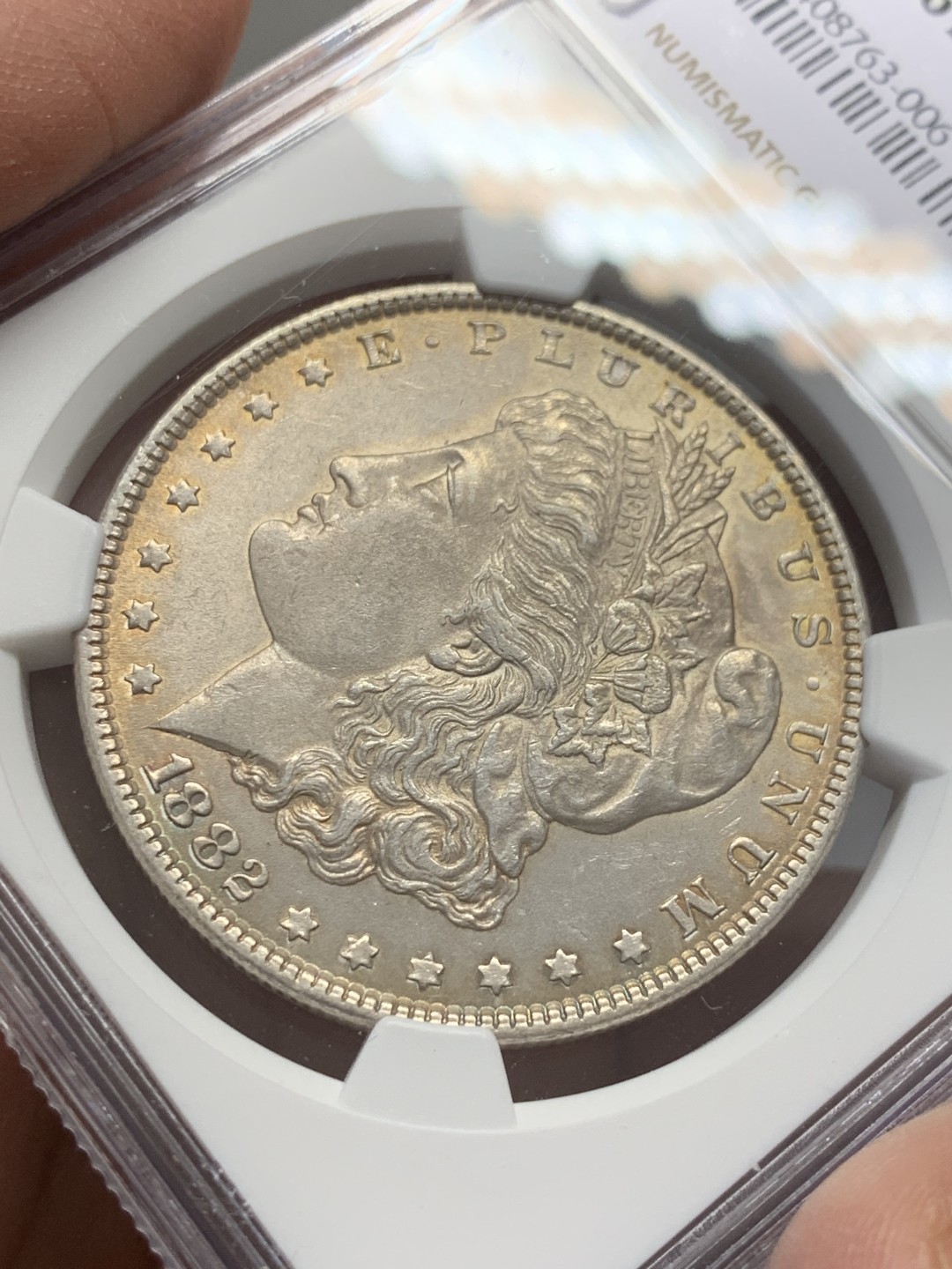 《竞宝斋》第131场-周日，周一连拍 (全场包邮) NGC-MS61 美国1882年 摩根 1元大银币 原光好品