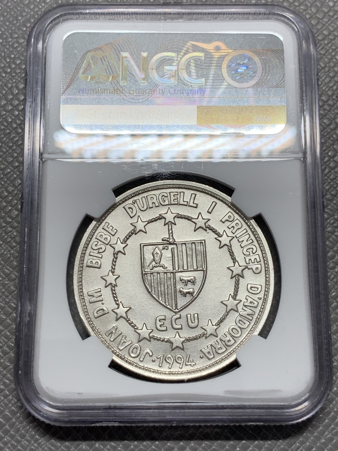 《竞宝斋》第131场-周日，周一连拍 (全场包邮) 唯一冠军分 NGC-MS68 安道尔1994年 巴塞罗那伯爵彼得三世 20第纳尔大银币 含金1.5克