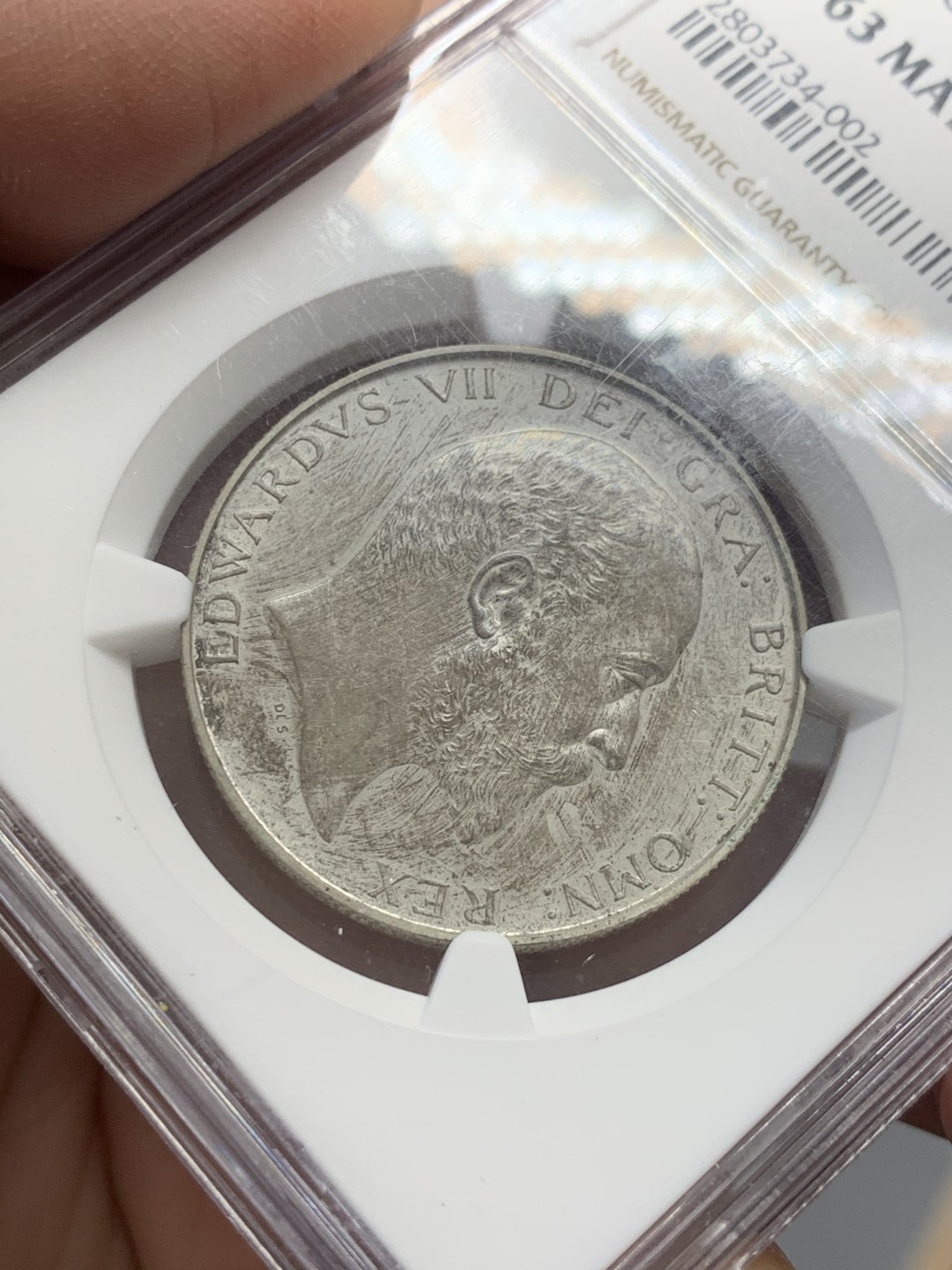 《竞宝斋》第131场-周日，周一连拍 (全场包邮) NGC PF63MATTE 英国1902年爱七精制半克朗银币