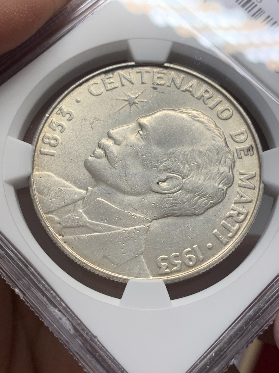 《竞宝斋》第131场-周日，周一连拍 (全场包邮) NGC-UNC 古巴1953年 马丁1比索 原光好品大银币 