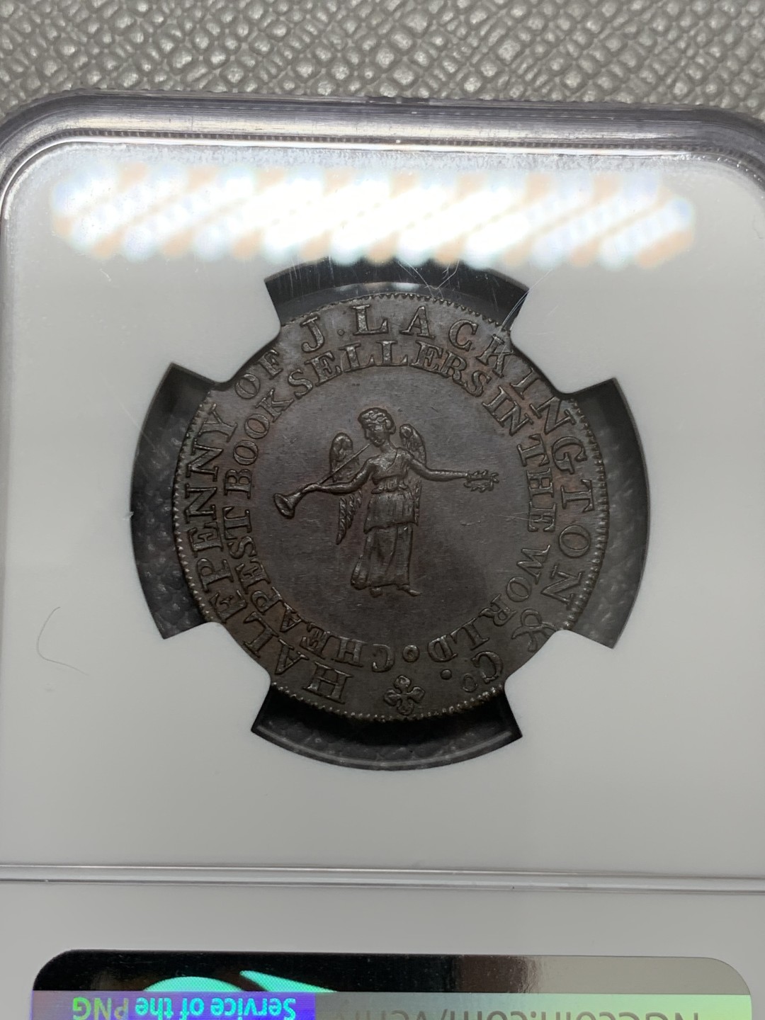 《竞宝斋》第131场-周日，周一连拍 (全场包邮) NGC AU58BN 1794 年英国米德尔塞克斯 J. 拉金顿 1/2 便士代币 稀少品存在