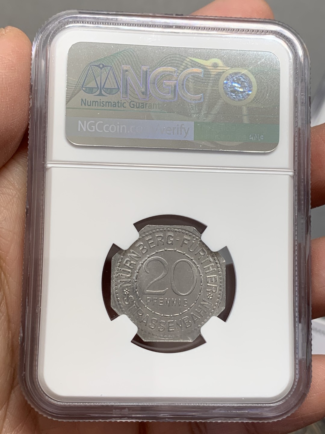 《竞宝斋》第131场-周日，周一连拍 (全场包邮) NGC MS66 德国 1920年 高分纽伦堡 20盆尼 紧急代用币