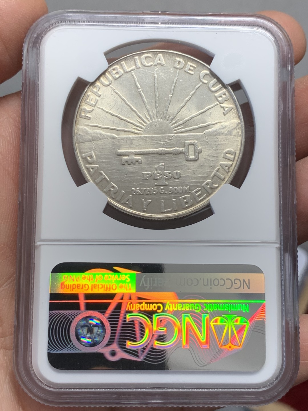 《竞宝斋》第131场-周日，周一连拍 (全场包邮) NGC-UNC 古巴1953年 马丁1比索 原光好品大银币 