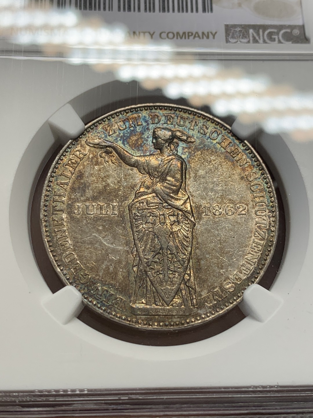 《竞宝斋》第131场-周日，周一连拍 (全场包邮) NGC AU53  1862年德国法兰克福少女泰勒银币