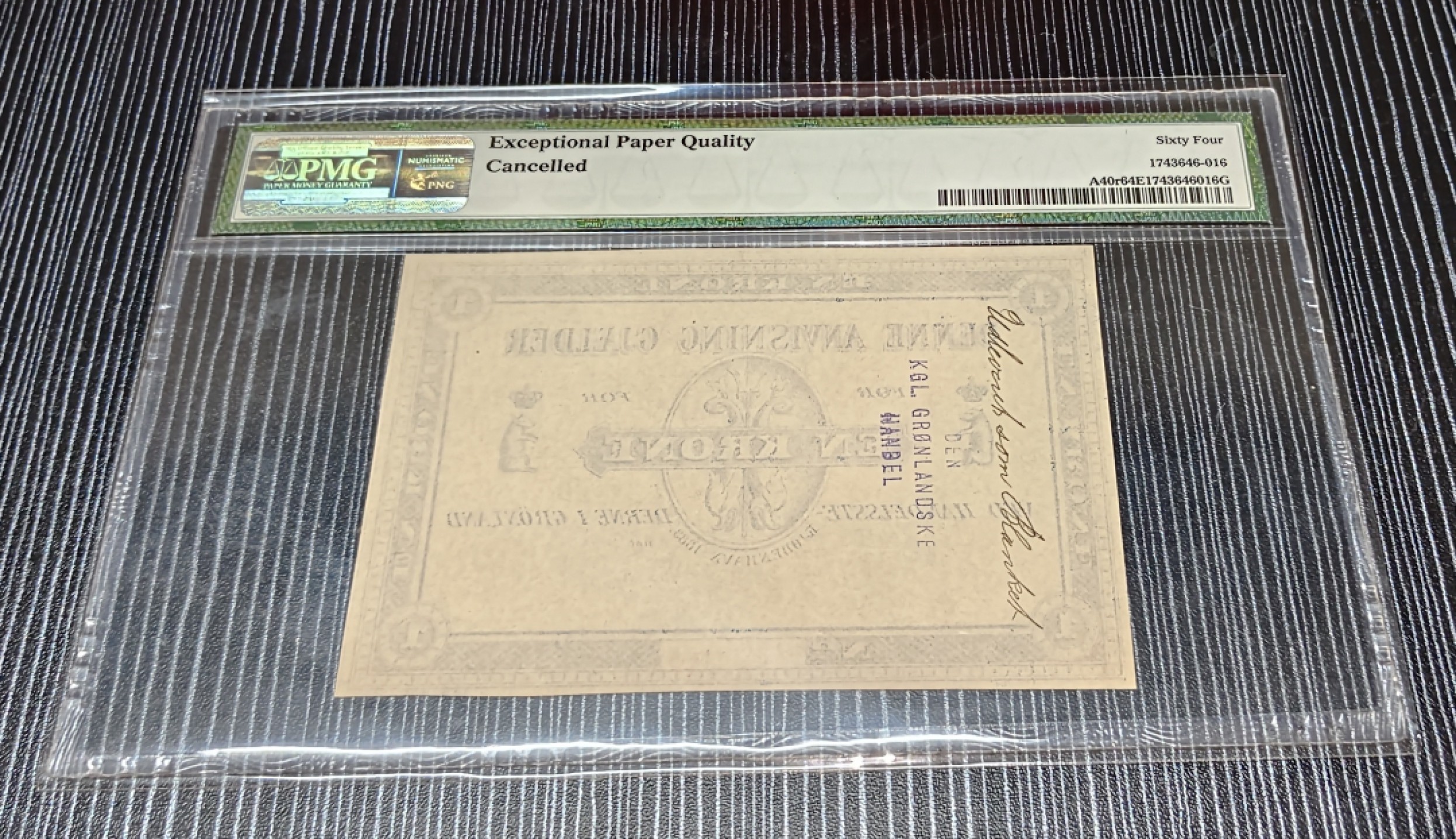 Chase Auction 第16期 - - 外钞、民国钞和一版人民币混合场！ 格陵兰1883年1克朗，140年的老纸币，PMG64e高分，且是目前唯一评级