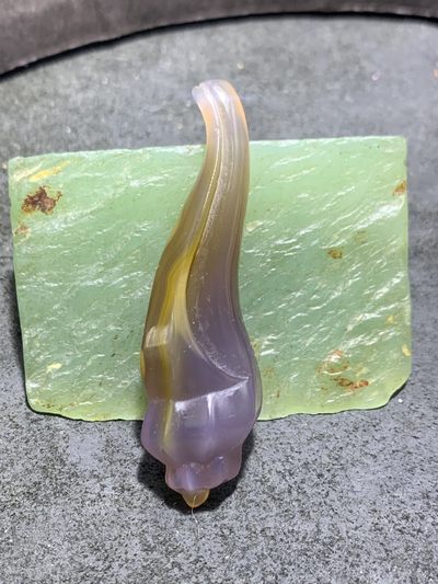 精美高润度紫罗兰冻料飘鸡油黄蒙料战国红玛瑙雕刻海螺一个！ - 精美高润度紫罗兰冻料飘鸡油黄蒙料战国红玛瑙雕刻海螺一个！