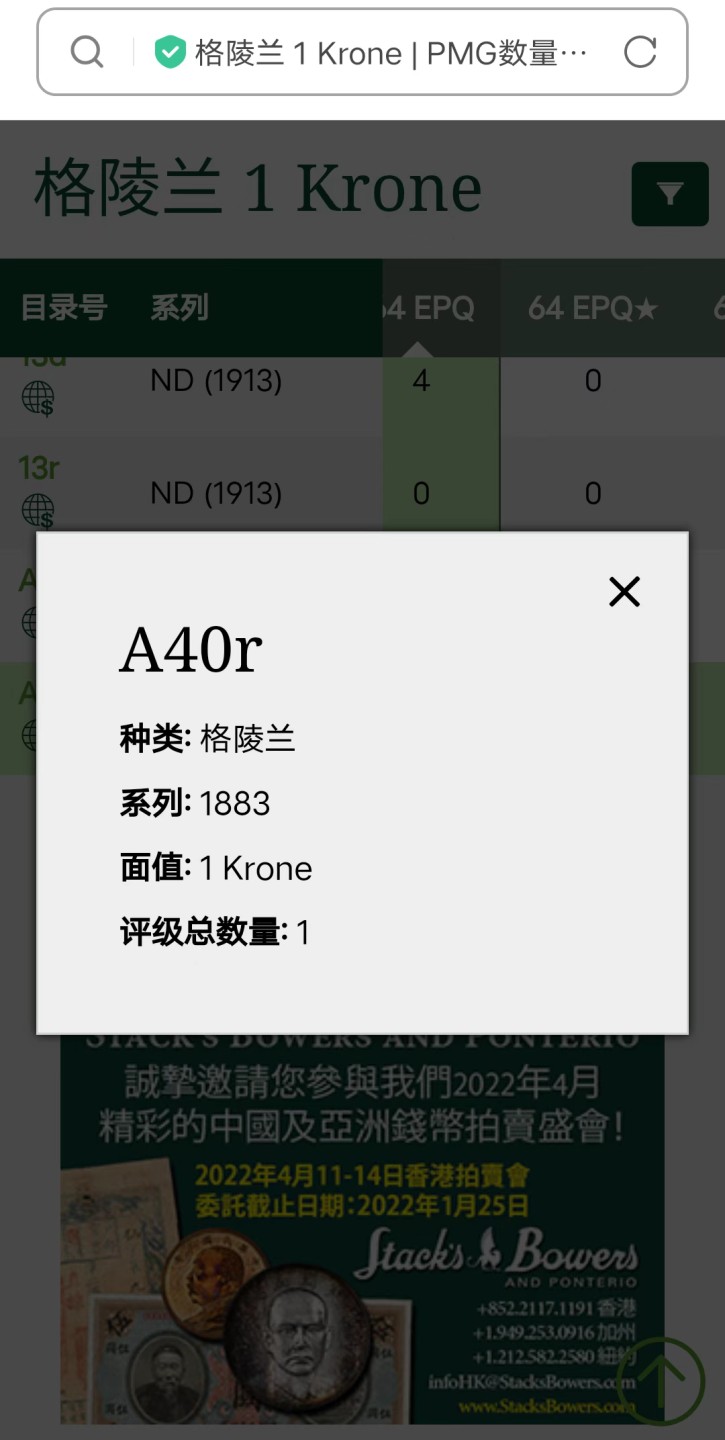 Chase Auction 第16期 - - 外钞、民国钞和一版人民币混合场！ 格陵兰1883年1克朗，140年的老纸币，PMG64e高分，且是目前唯一评级