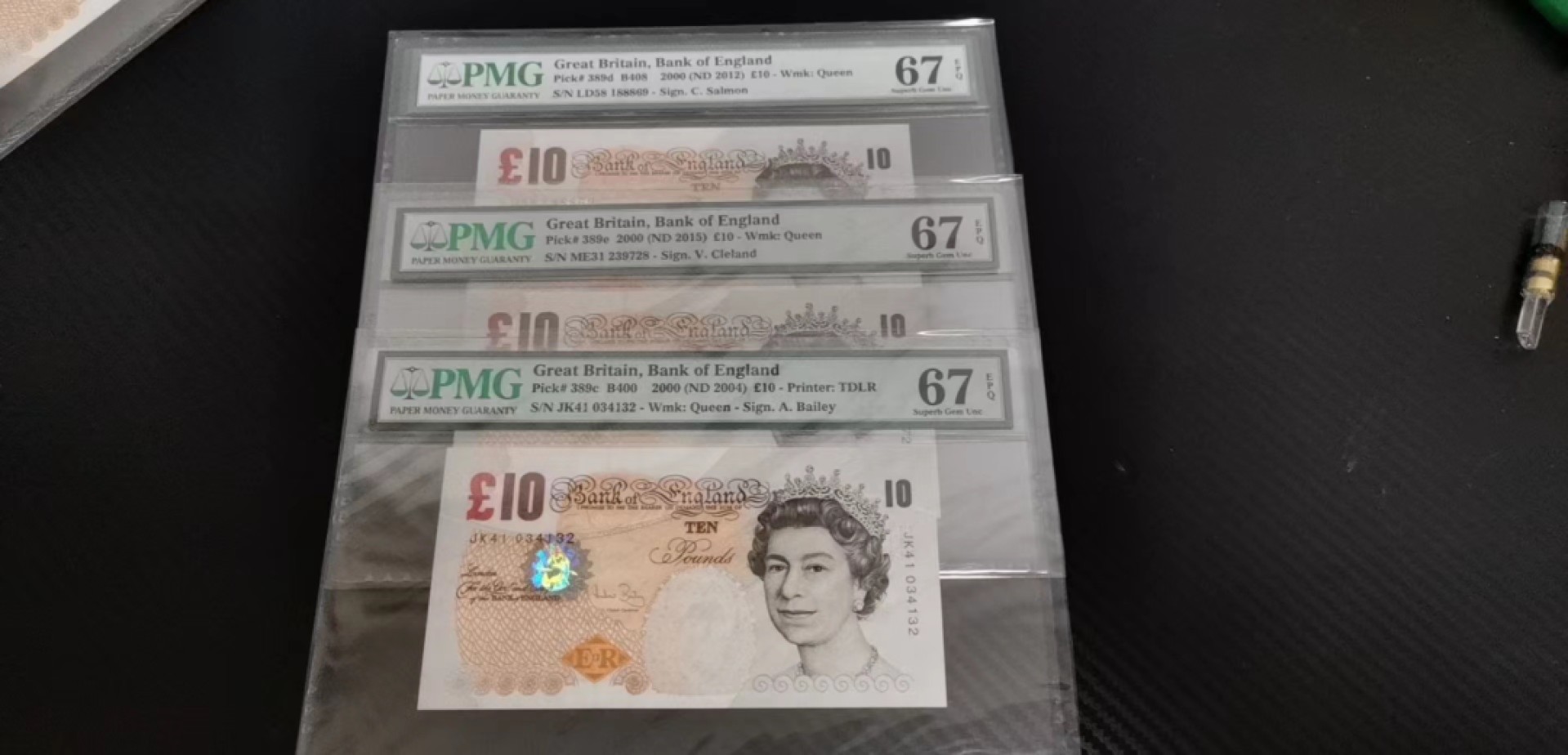收藏联盟Quantum Auction 第229期拍卖 已更新 英国2000年版10英镑 PMG66-67 abcde5各版本 a和b版为AA01首发冠