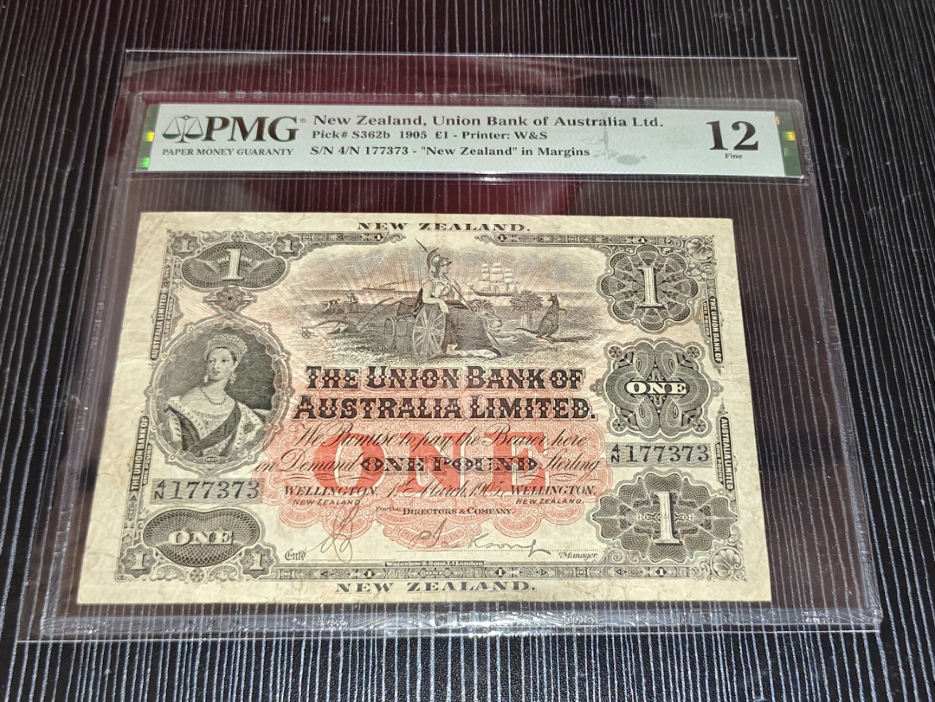 Chase Auction 第16期 - - 外钞、民国钞和一版人民币混合场！ 英属新西兰1905年1镑，维多利亚女王晚期精品之一，PMG12分亚军分，PMG评级数量仅2张