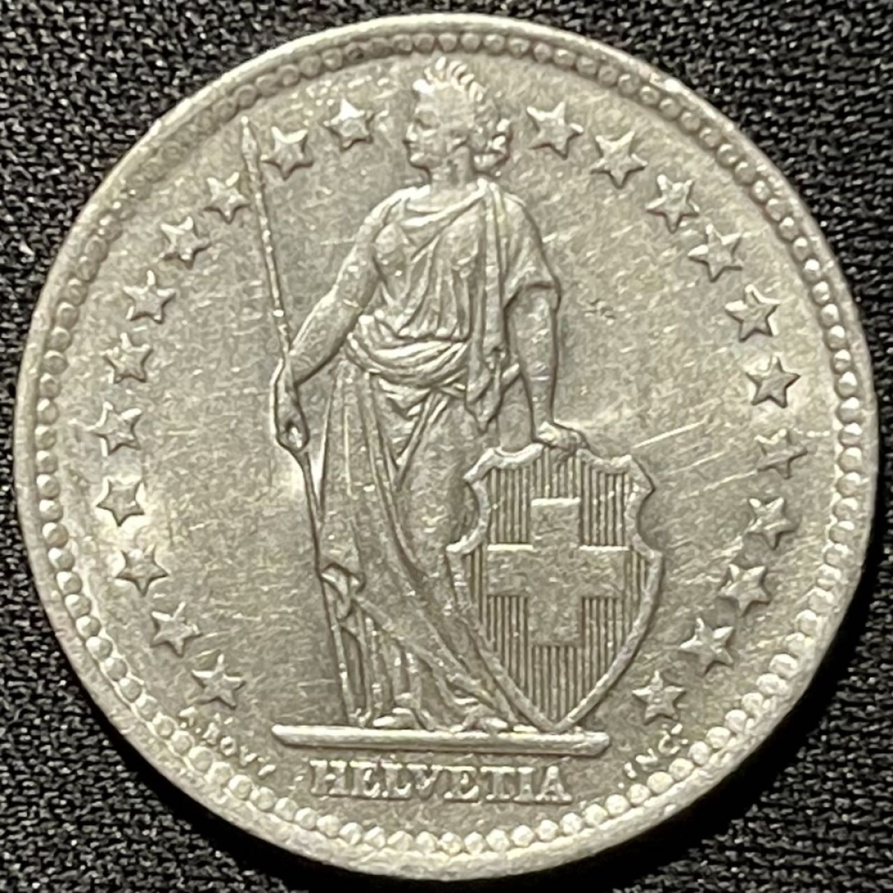 紫瑗钱币——第251期拍卖 瑞士 1963年 赫尔维蒂女神 2法郎 10克 0.835银 UNC