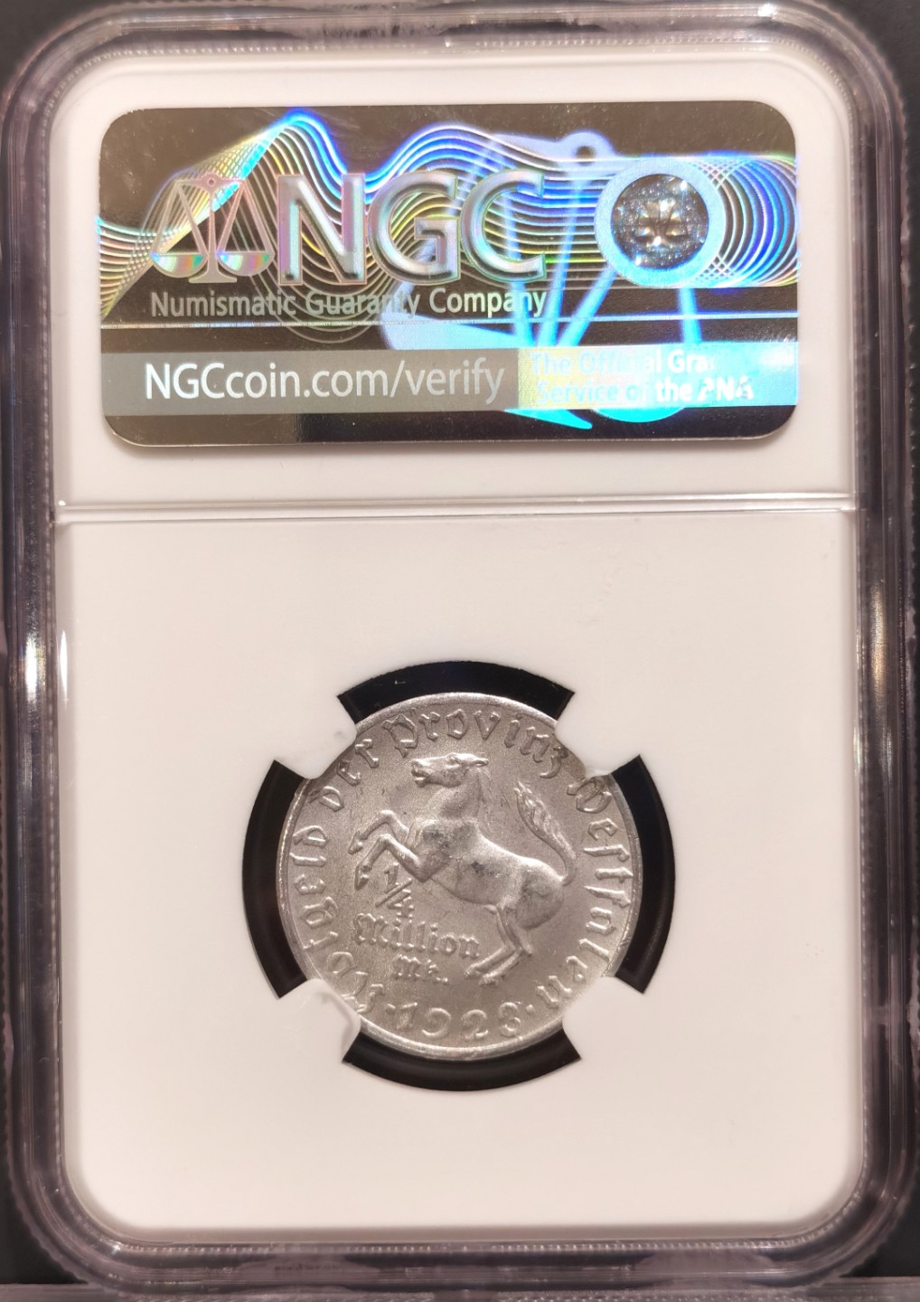 兔年首拍——博洋堂世界钱币拍卖第014期（全场包邮） NGC MS63 德国德紧时期1923年威斯特伐利亚马币1/4百万马克铝币