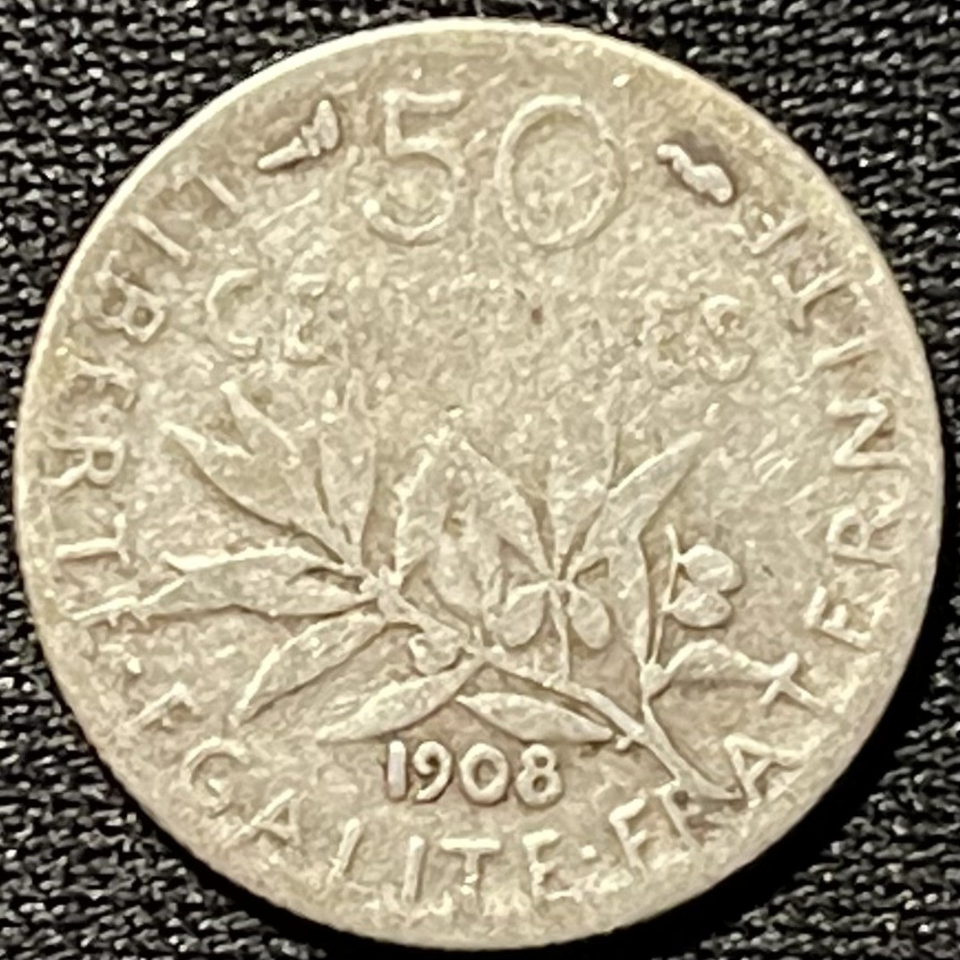 紫瑗钱币——第261期拍卖 法国 1908年 播种女神 50分 2.5克 0.835银