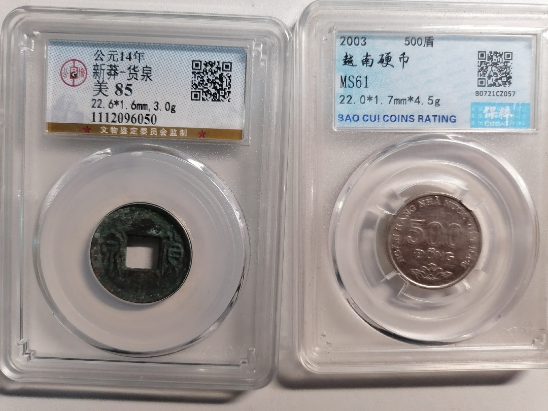 评级币专场 新莽货泉越南硬币各一枚