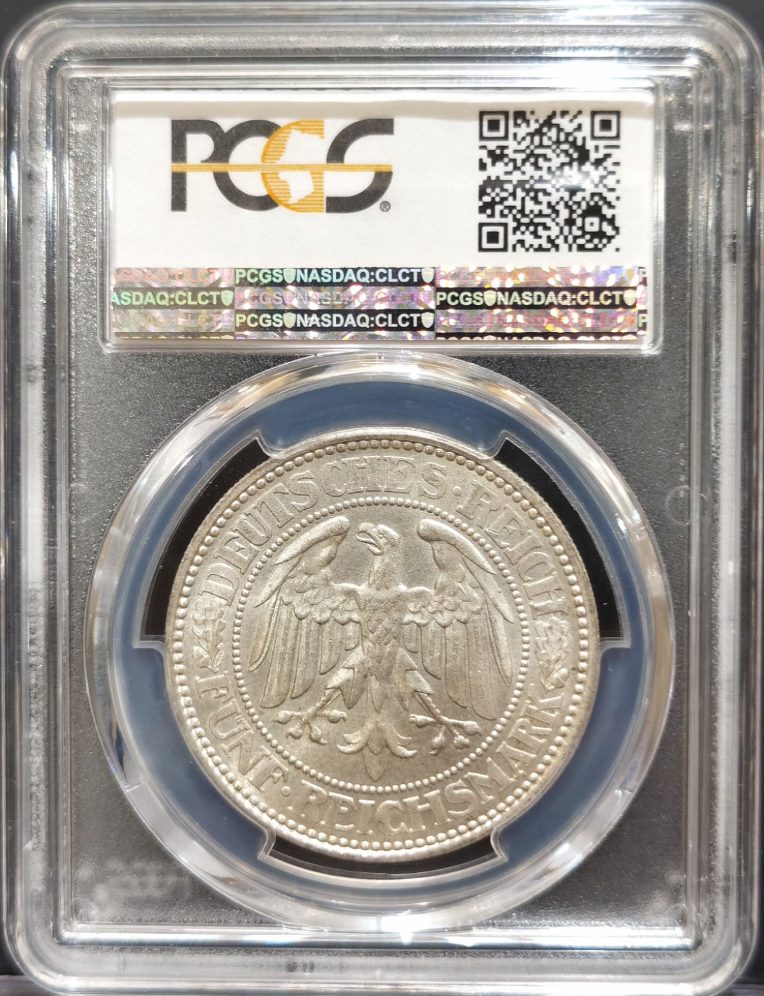 兔年首拍——博洋堂世界钱币拍卖第014期（全场包邮） PCGS MS65 德国魏玛共和国1927年A版橡树5马克纪念银币，高分名誉品
