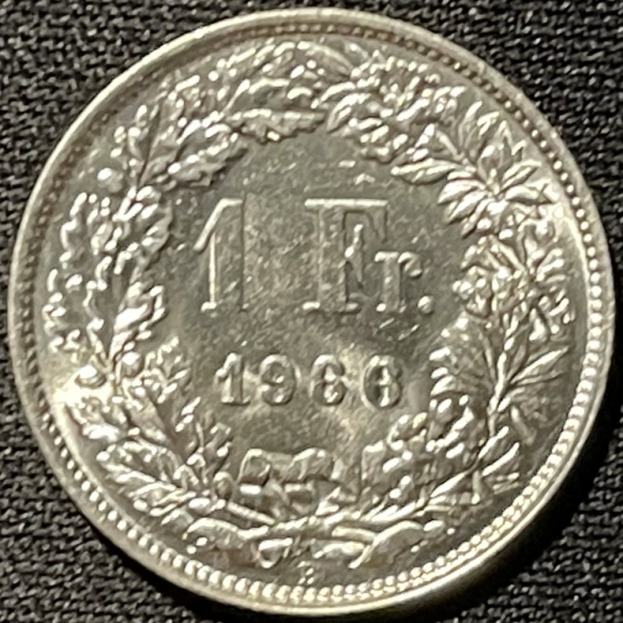 紫瑗钱币——第261期拍卖 瑞士 1966年 赫尔维蒂亚 1法郎 5克 0.835银 UNC