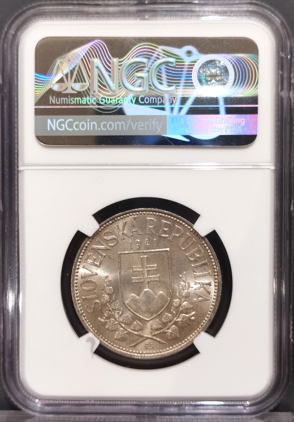 兔年首拍——博洋堂世界钱币拍卖第014期（全场包邮） NGC MS63 1941年斯洛伐克双主教20克朗银币