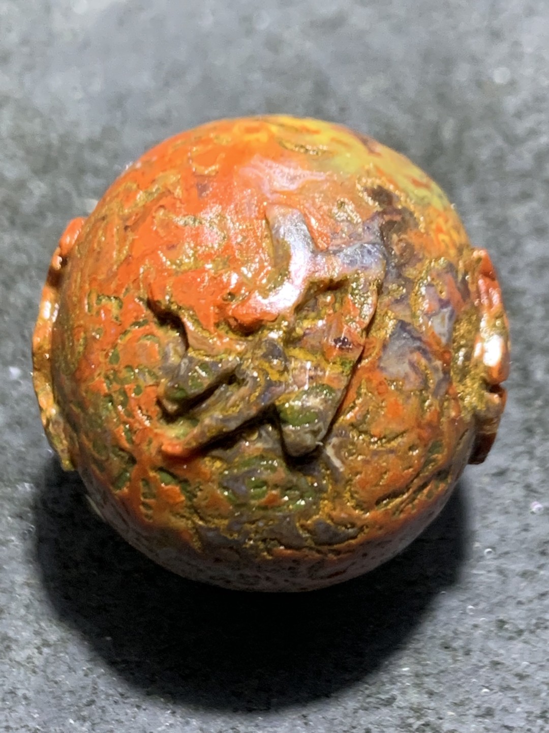 精美原皮战国红玛瑙亚光雕刻马到成功珠一颗！