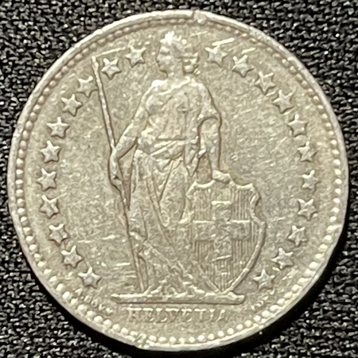 紫瑗钱币——第251期拍卖 瑞士 1945年 赫尔维蒂亚 1/2法郎 2.5克 0.835银