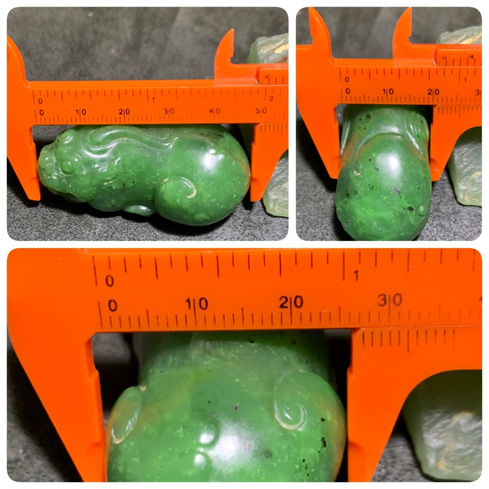 精美天然和田玉碧玉雕刻貔貅一个，