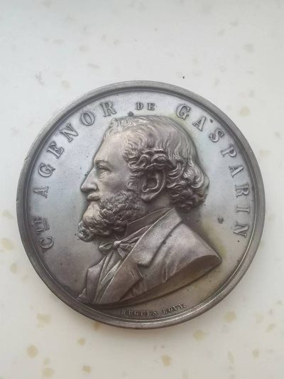 欧洲币章专场 - 1890年法国政治家加斯帕里镀银铜章