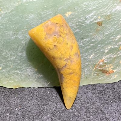 精美战国红玛瑙黄金草花牙形吊坠一个 - 精美战国红玛瑙黄金草花牙形吊坠一个