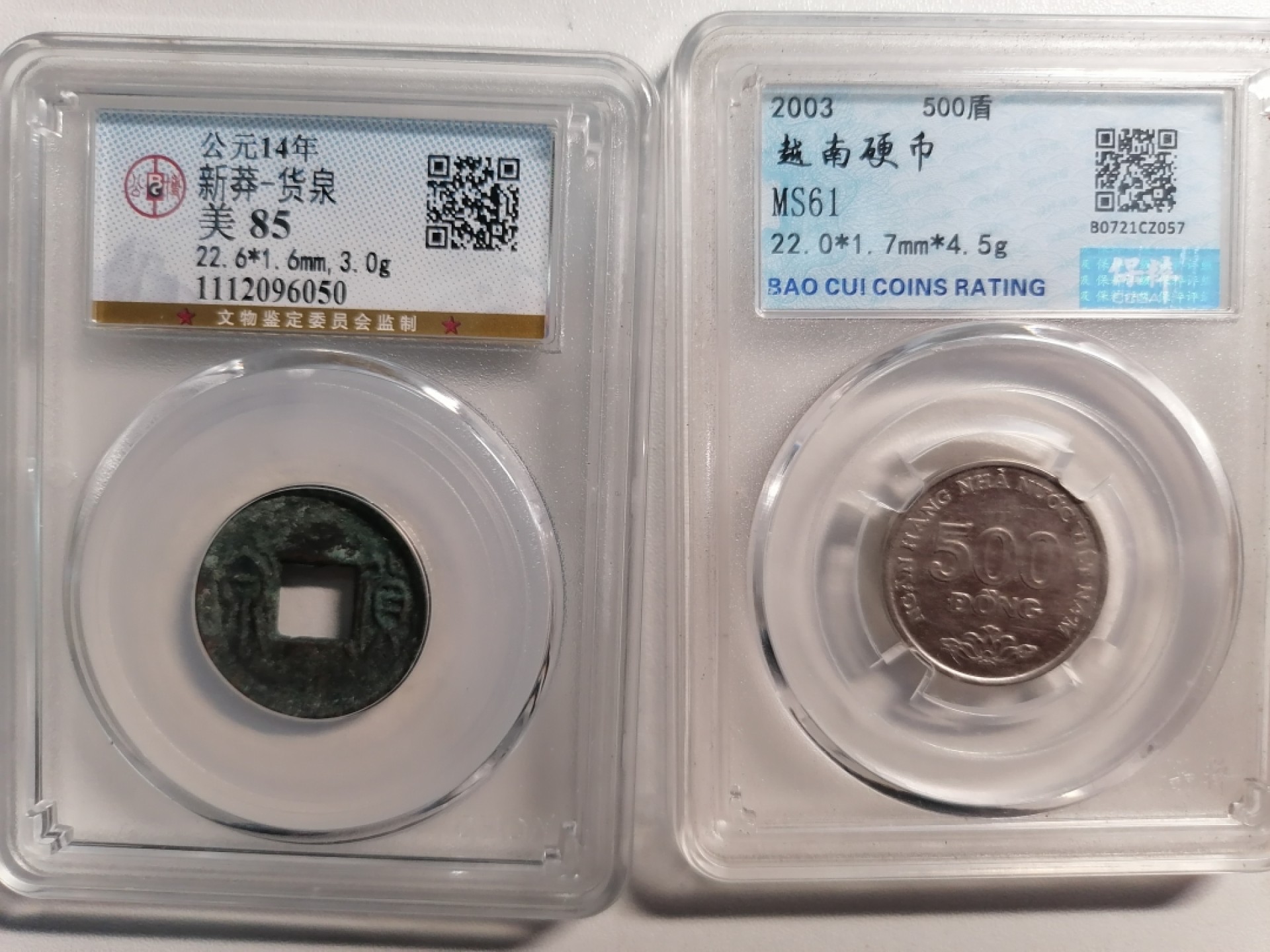 评级币专场 新莽货泉越南硬币各一枚