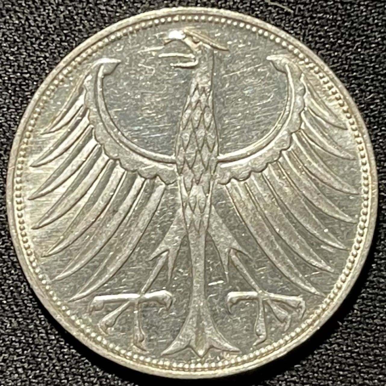 紫瑗钱币——第251期拍卖 联邦德国 1951年 G厂 流通 5马克 11.2 0.625银 UNC