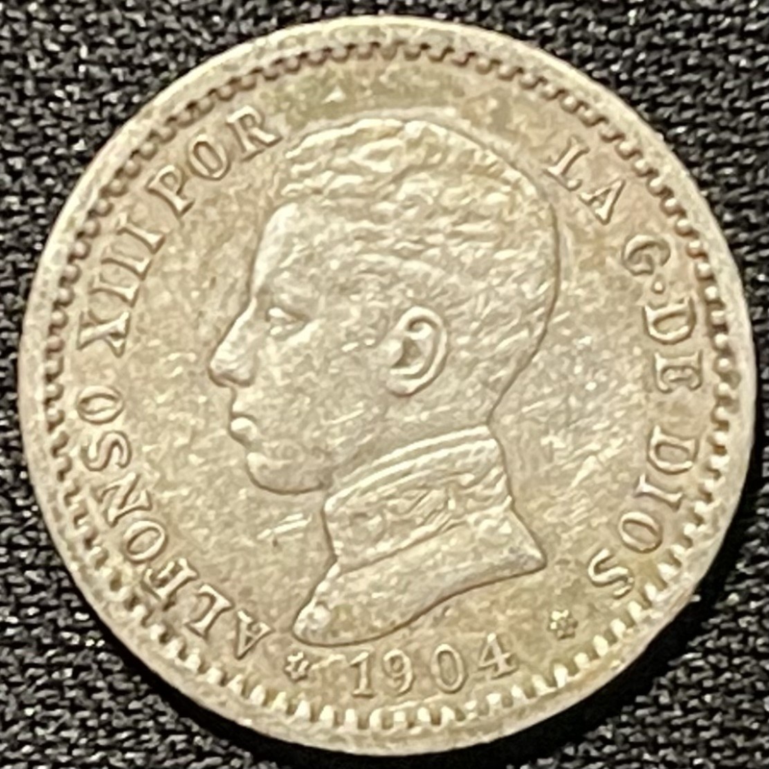紫瑗钱币——第251期拍卖 西班牙 1904年 阿方索十三世 少年头 50分 2.5克 0.835银