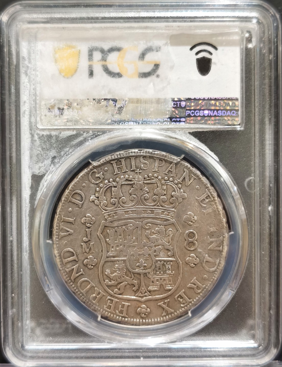 兔年首拍——博洋堂世界钱币拍卖第014期（全场包邮） PCGS XF45 1760年西属秘鲁地球双柱银币 名家旧藏，费迪南六世末年，可惜背面盒子花了