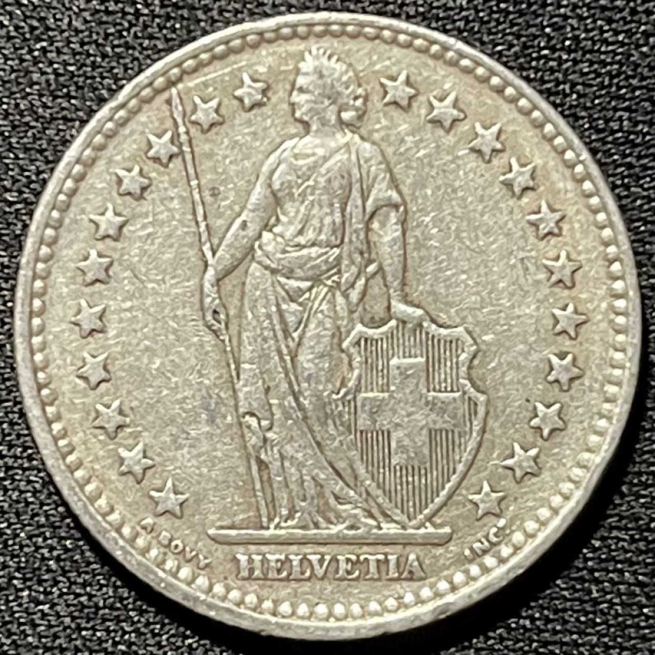 紫瑗钱币——第251期拍卖 瑞士 1940年 赫尔维蒂女神 2法郎 10克 0.835银