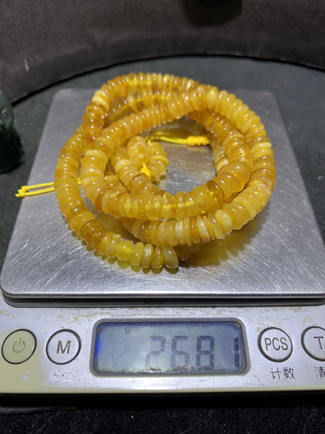 天然乌料蜜蜡随形隔片多圈手串1条