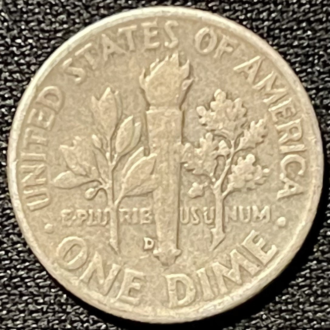 紫瑗钱币——第261期拍卖  美国 1957年 D版 罗斯福 10美分 2.5克 0.9银 