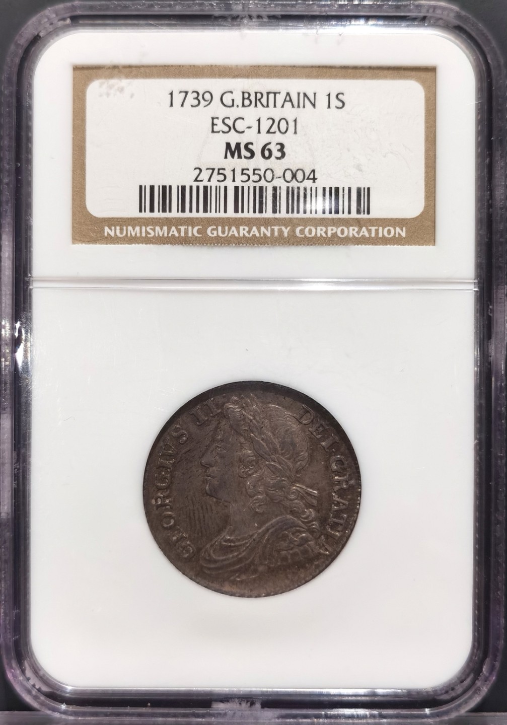 兔年首拍——博洋堂世界钱币拍卖第014期（全场包邮） NGC MS63 1739年英国乔治二世玫瑰1先令 稀少 人像面满包浆 背边缘可见底板镜面效果 爱不释手的一枚