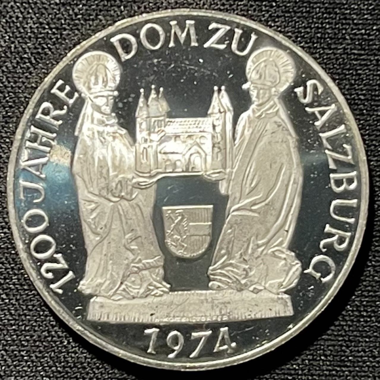 紫瑗钱币——第251期拍卖 奥地利 1974年 萨尔茨堡大教堂1200周年 50先令 20克 0.64银 精制